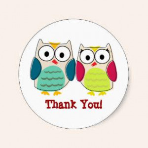 Cute Owls Thank You Stickers