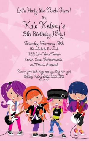 Glam Rock Star birthday party invitation.