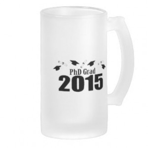 PhD Grad 2015 Caps And Diplomas (Black) Frosted Beer Mugs