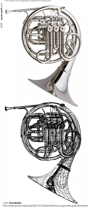 the form of a french horn notice the way the makes polished metal seem ...