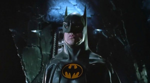 Photo of Michael Keaton, who portrays Batman/Bruce Wayne in 