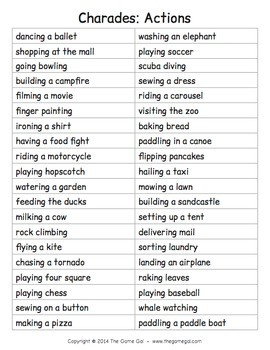 List of phrases for charades
