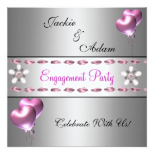 Engagement Party Silver Pink Floral Balloons by InvitationCenter