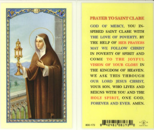 St. Clare Prayer Holy Card (800-173) - 10 pack (E24-426)