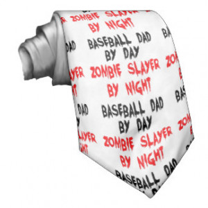 Zombie Slayer Baseball Dad Neck Tie