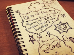 clouds, journals, notebook, quote, typography