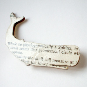 Image of Herman Melville - 'Moby Dick' original book page brooch