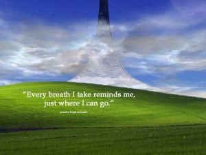 Green grass clouds sky pamela quote