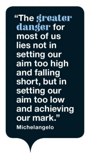 The greater danger for most of us lies not in setting our aim too ...