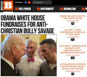 ... Biden talks with vicious gay activist Dan Savage and his boyfriend