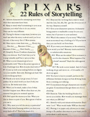 storytelling from Pixar.Originally tweeted by Emma Coats.You admire ...