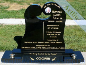 Double koru headstone on a plinth and extended splay base for double ...