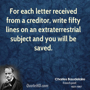 For each letter received from a creditor, write fifty lines on an ...