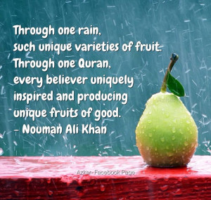 ... inspired and producing unique fruits of good. ~ Nouman Ali Khan