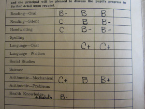 discouraging word from my teacher: Grade one,1964