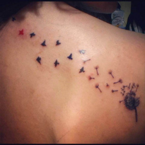 Superb Quote Cute Little Bird Designs Tattoo On Shoulder