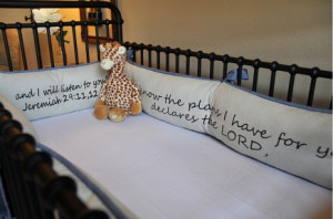 ... theme nursery custom crib bumpers with vinyl lettering Bible verse