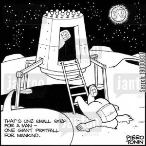 astronauts apollo 11 cartoon humor: 'That's one small step for a man ...