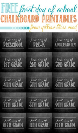 first day of school chalkboard printable. for future :)