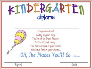 Kindergarten Oh The Places Youll Go BLANK Diploma via Etsy