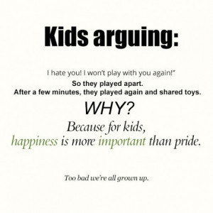 Kids arguing happiness is more important than pride