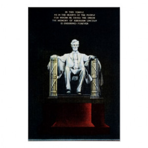 Washington DC Lincoln Memorial at Night with Quote Poster