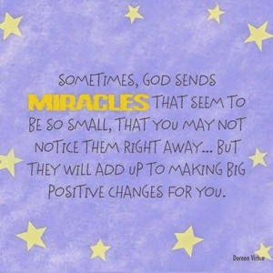 SOMETIMES, GOD SENDS MIRACLES THAT SEEM TO BE SO SMALL, THAT YOU MAY ...