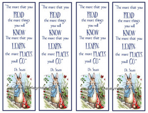 Kids Instant Printable Bookmarks, Beatrix Potter Peter Rabbit, Quote ...