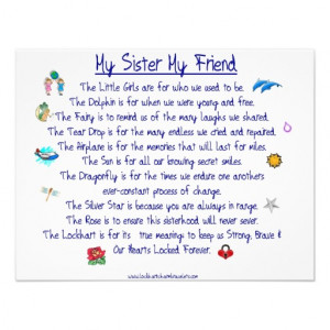 MY SISTER My Friend poem with graphics Announcement | Zazzle.co.uk