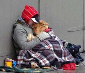 Homeless man and his dog