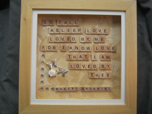 ... tile art wooden box frame - Robert Browning love valentine quote 14x14
