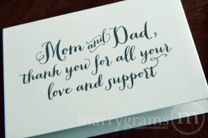 to Your Mom and Dad – Parents of the Bride or Groom Cards – Thank ...