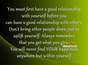 » Quotes » You Must First Have A Good Relationship With Yourself ...
