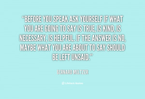 Before You Speak Ask Yourself
