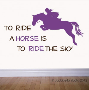 Horse jumping with Quote vinyl wall decal