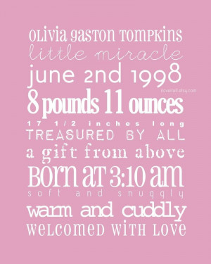 Baby Girl Quotes And Sayings 8x10 new baby girl boy birth