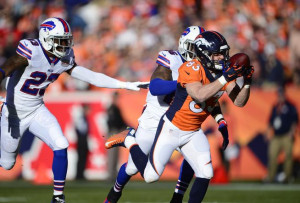 Wes Welker led the Broncos in receiving yards with 82 on six catches ...