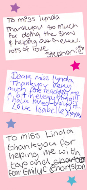 Thank you messages from students who took part in 