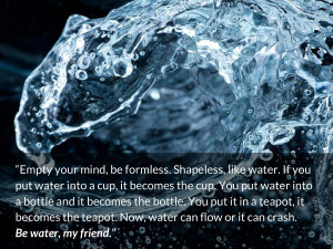 ... shapeless like water if you put water into a cup it become the cup you