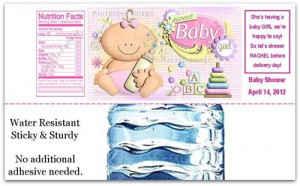 Water Bottle Labels - 30 Waterproof - BABY SHOWER GIRL - not DIY