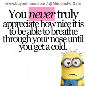 ... never appreciate being able to breath… #cold #minion quote #funny
