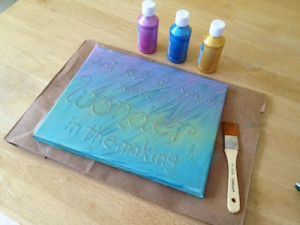 DIY FRIDAY - Using Glue to Make a Painted Canvas with a Quote
