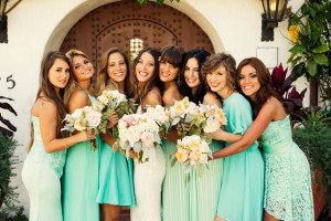 Mismatched Tiffany blue bridesmaid dresses tiffanyblue weddingattire