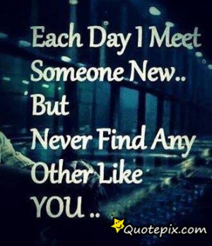 Each Day I Meet Someone New, But Never Find Any Other Like You