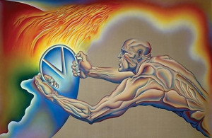 ... to Destruction - Acrylic and oil on Belgian Linen - Judy Chicago, 1986