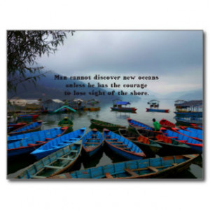 Inspirational Travel quote DISCOVERY boat photo Postcard