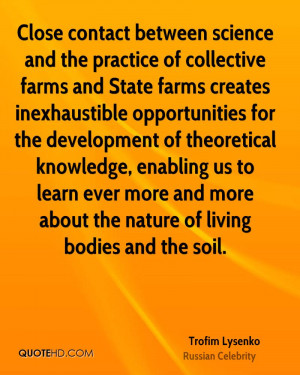 Close contact between science and the practice of collective farms and ...