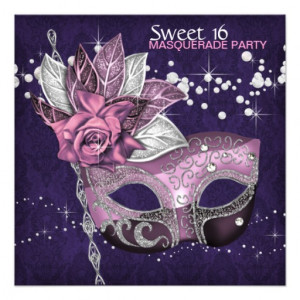 pink and purple venetian mask sweet 16 masquerade birthday party ...