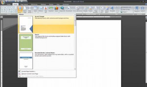 Insert Tab showing the expanded Cover Page gallery.