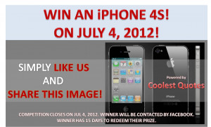 1st Coolest Quotes Competition - Win an iPhone 4S - Simply Tag and Win